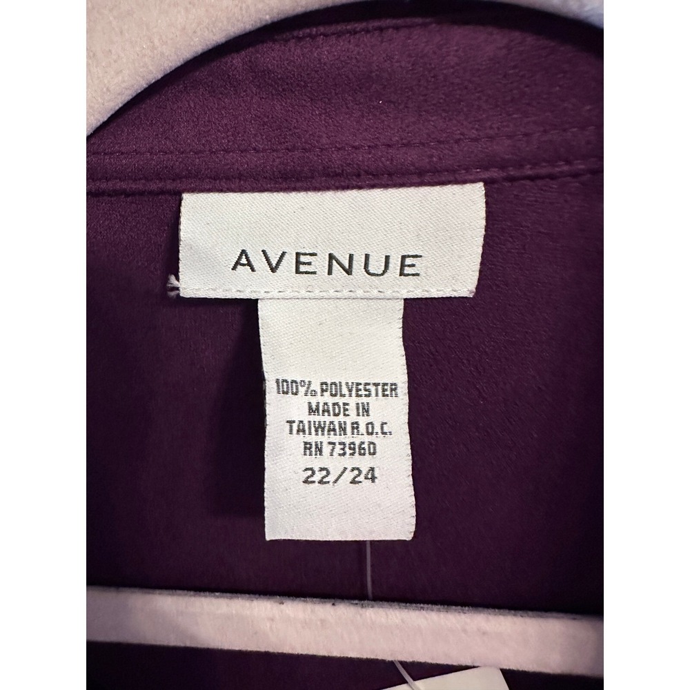 Avenue Stretch Suede Button Down Top Collared Long Sleeve Shirt 22/24 - Picture 2 of 5